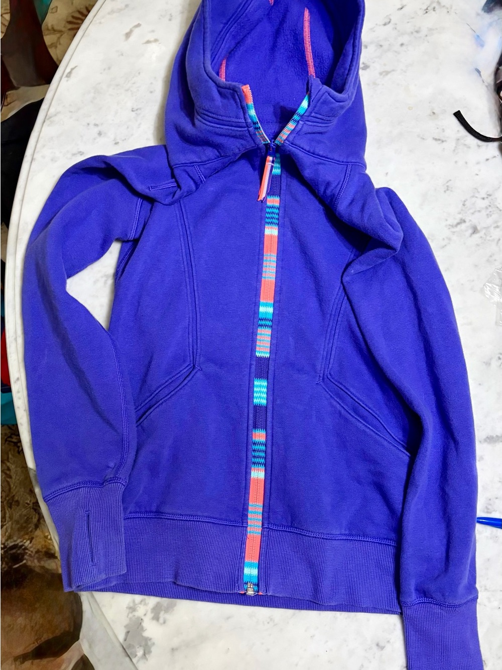 Ivivva Bright Purple Hooded Zip Sweatshirt with Multicolor Trim